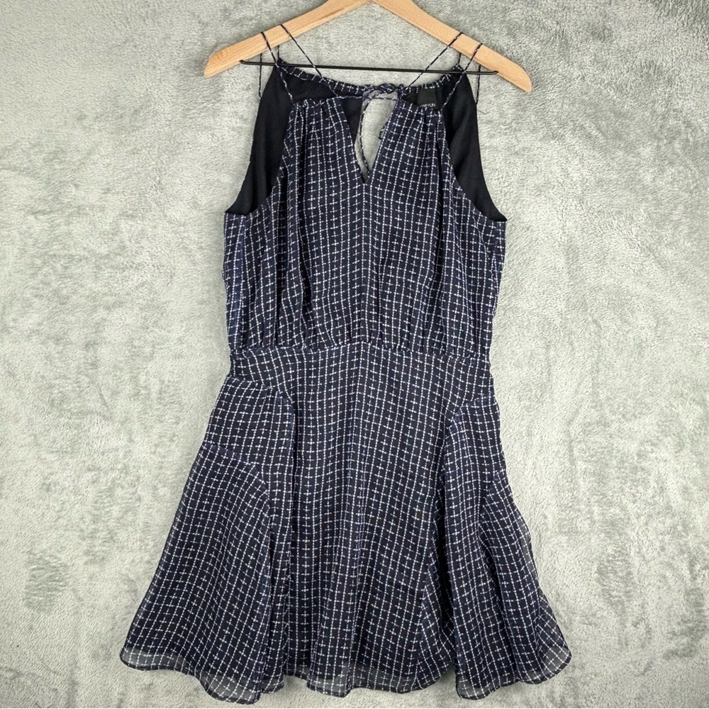 Greylin Viviana Strappy Keyhole Skater Dress Womens‎ Medium Navy Lined